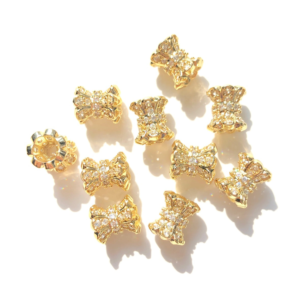 10-20-50pcs/lot CZ Paved Hourglass Spacers Gold CZ Paved Spacers Hourglass Beads New Spacers Arrivals Wholesale Charms Beads Beyond