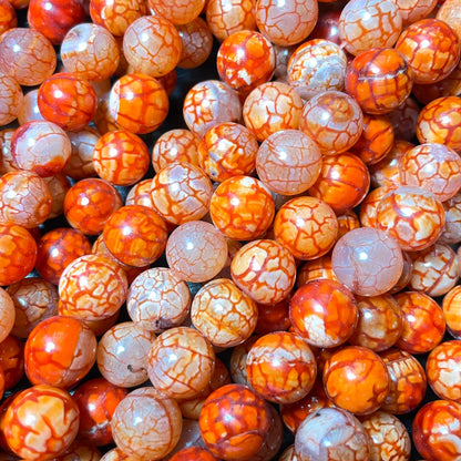 2 Strands/lot 12mm Colorful Cracked Fire Agate Round Stone Beads Orange Stone Beads New Beads Arrivals Round Agate Beads Charms Beads Beyond