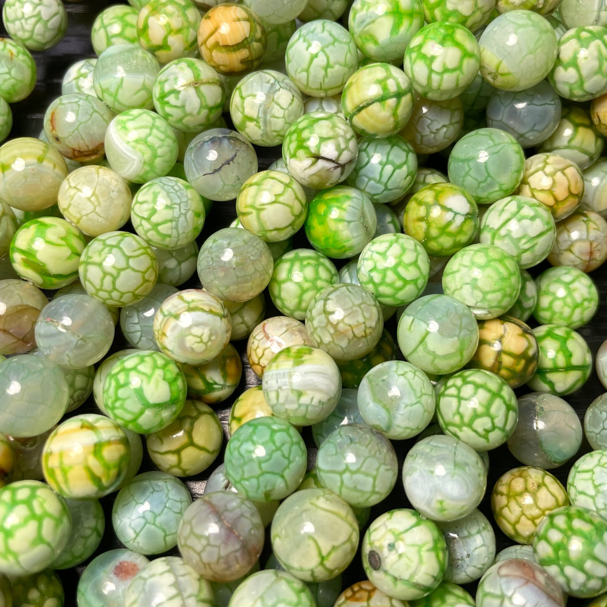 2 Strands/lot 12mm Colorful Cracked Fire Agate Round Stone Beads Green Stone Beads New Beads Arrivals Round Agate Beads Charms Beads Beyond
