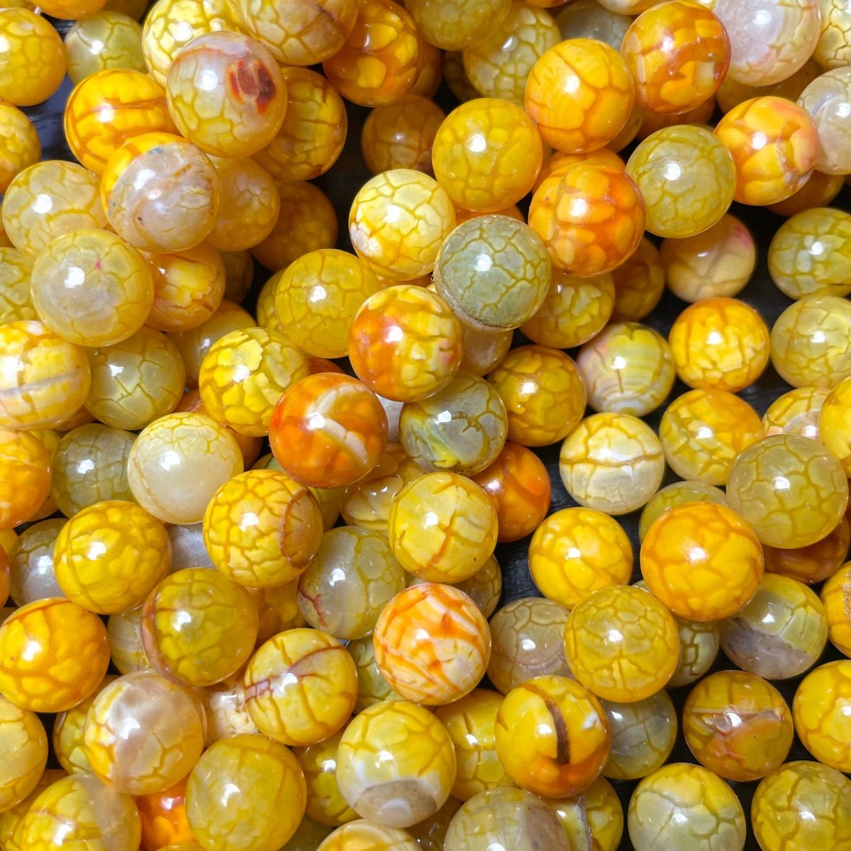 2 Strands/lot 12mm Colorful Cracked Fire Agate Round Stone Beads Yellow Stone Beads New Beads Arrivals Round Agate Beads Charms Beads Beyond