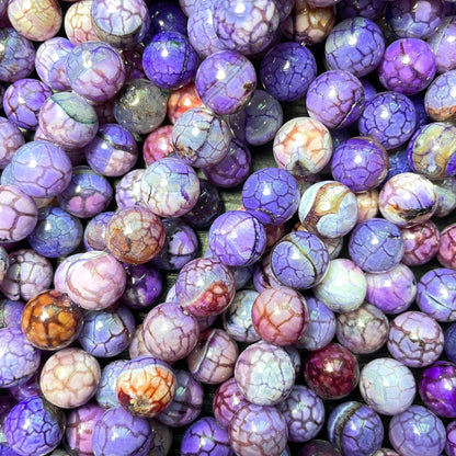 2 Strands/lot 12mm Colorful Cracked Fire Agate Round Stone Beads Purple Stone Beads New Beads Arrivals Round Agate Beads Charms Beads Beyond