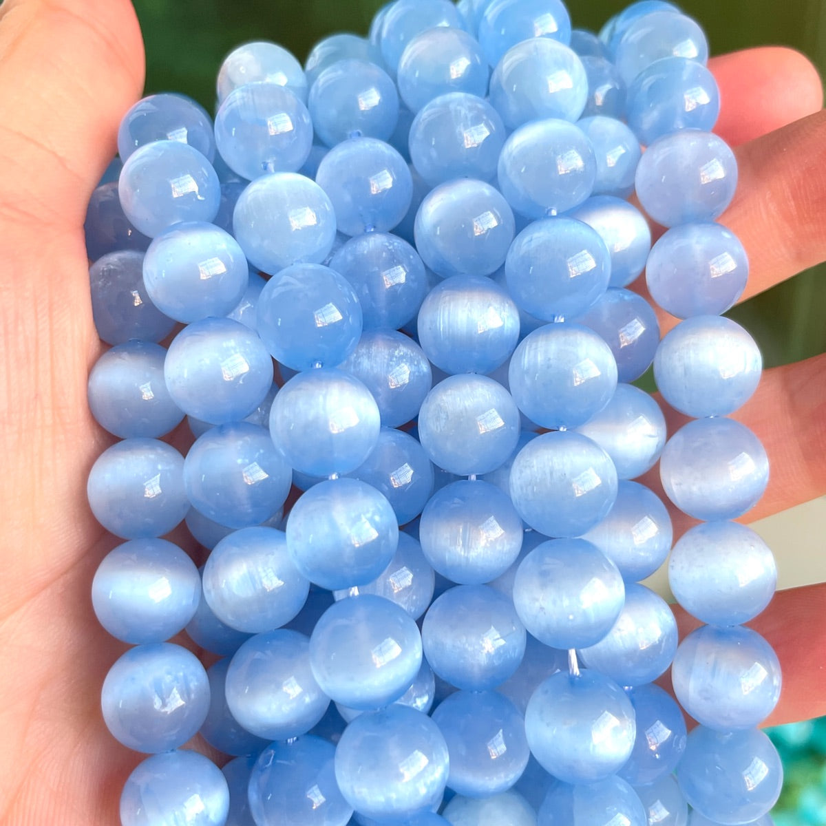 2 Strands/lot 8/10mm Premium Quality Blue Selenite Smooth Beads Stone Beads 8mm Stone Beads New Beads Arrivals Selenite Beads Charms Beads Beyond