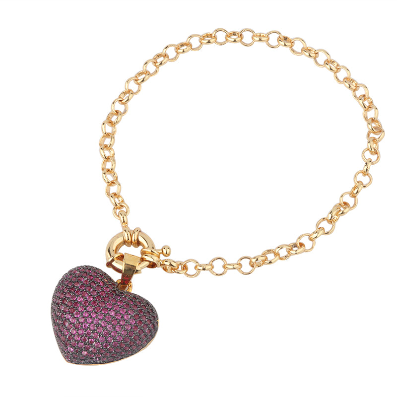 5pcs/lot Multicolor CZ Paved Heart Bracelet Women Bracelets Charms Beads Beyond
