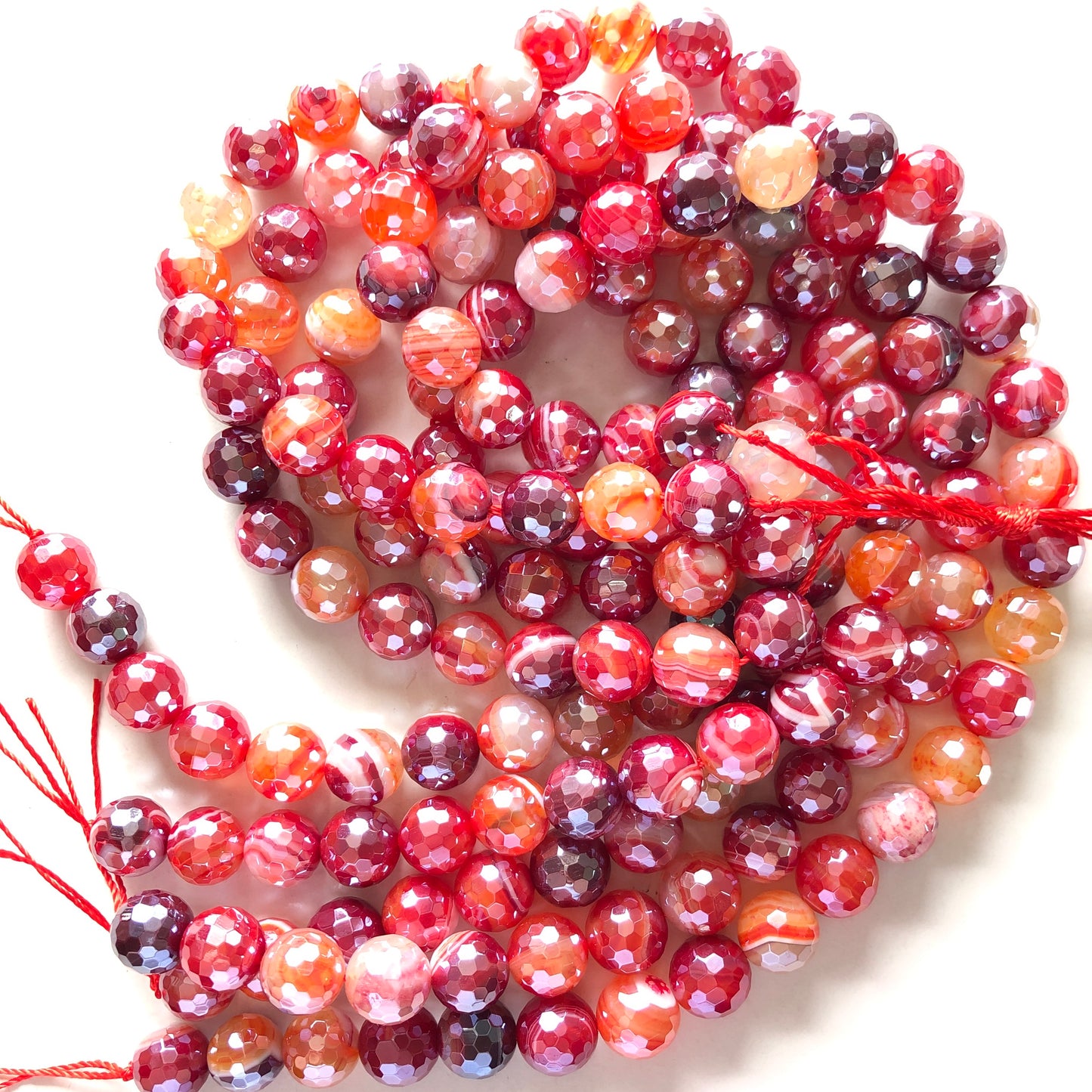 10, 12mm Electroplated Red Banded Agate Stone Faceted Beads-Grade A Premium Quality Electroplated Beads 12mm Stone Beads New Beads Arrivals Premium Quality Agate Beads Charms Beads Beyond