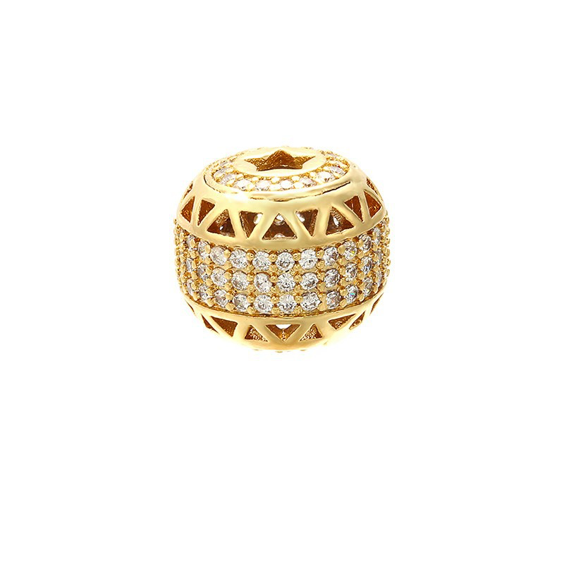 20pcs/lot 12*10mm CZ Paved Hollow Spacers Gold CZ Paved Spacers Rondelle Beads Charms Beads Beyond