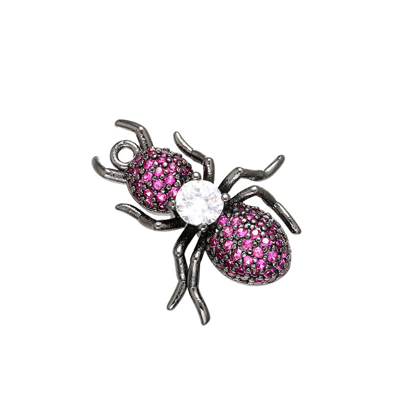 10pcs/lot 22*18mm CZ Paved Ant Charms Fuchsia on Black CZ Paved Charms Charms Beads Beyond