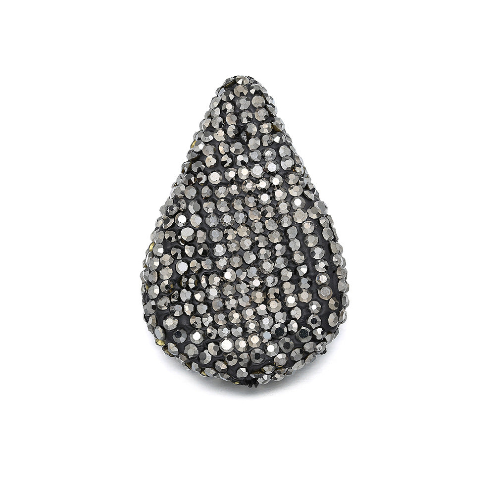 20pcs/lot CZ Paved Gunmetal Water Drop Spacers Gunmetal CZ Paved Spacers Charms Beads Beyond
