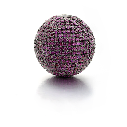 10pcs/lot 24*25mm CZ Paved Round Ball Spacers Purple CZ Paved Spacers Ball Beads Colorful Zirconia Charms Beads Beyond