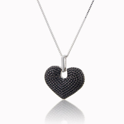 5pcs/lot Multicolor CZ Paved 3D Heart Necklace Black on Silver Necklaces Love & Heart Necklaces Charms Beads Beyond