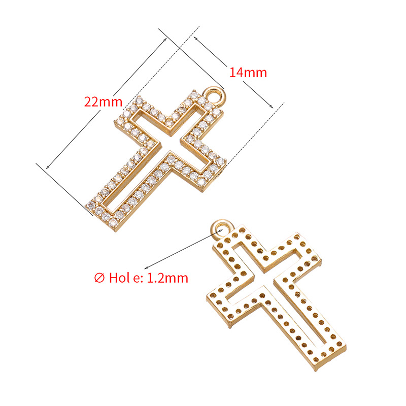 10pcs/lot CZ Paved Hollow Cross Charms CZ Paved Charms Crosses Charms Beads Beyond