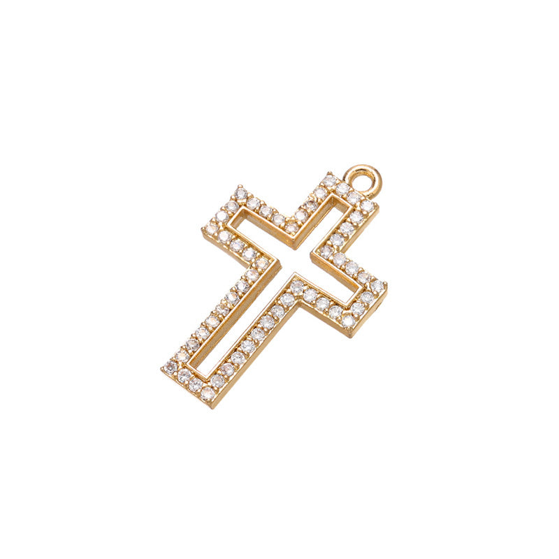 10pcs/lot CZ Paved Hollow Cross Charms Gold CZ Paved Charms Crosses Charms Beads Beyond