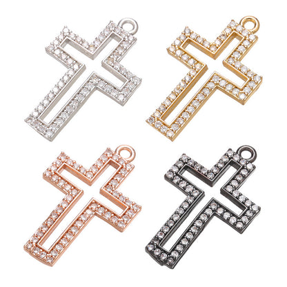 10pcs/lot CZ Paved Hollow Cross Charms Mix Color CZ Paved Charms Crosses Charms Beads Beyond