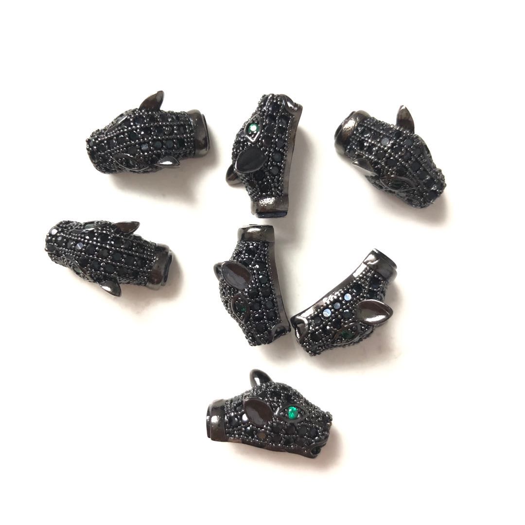 10pcs/lot 15 *10mm Clear CZ Paved Panther Spacers Black on Black CZ Paved Spacers Animal Spacers Charms Beads Beyond