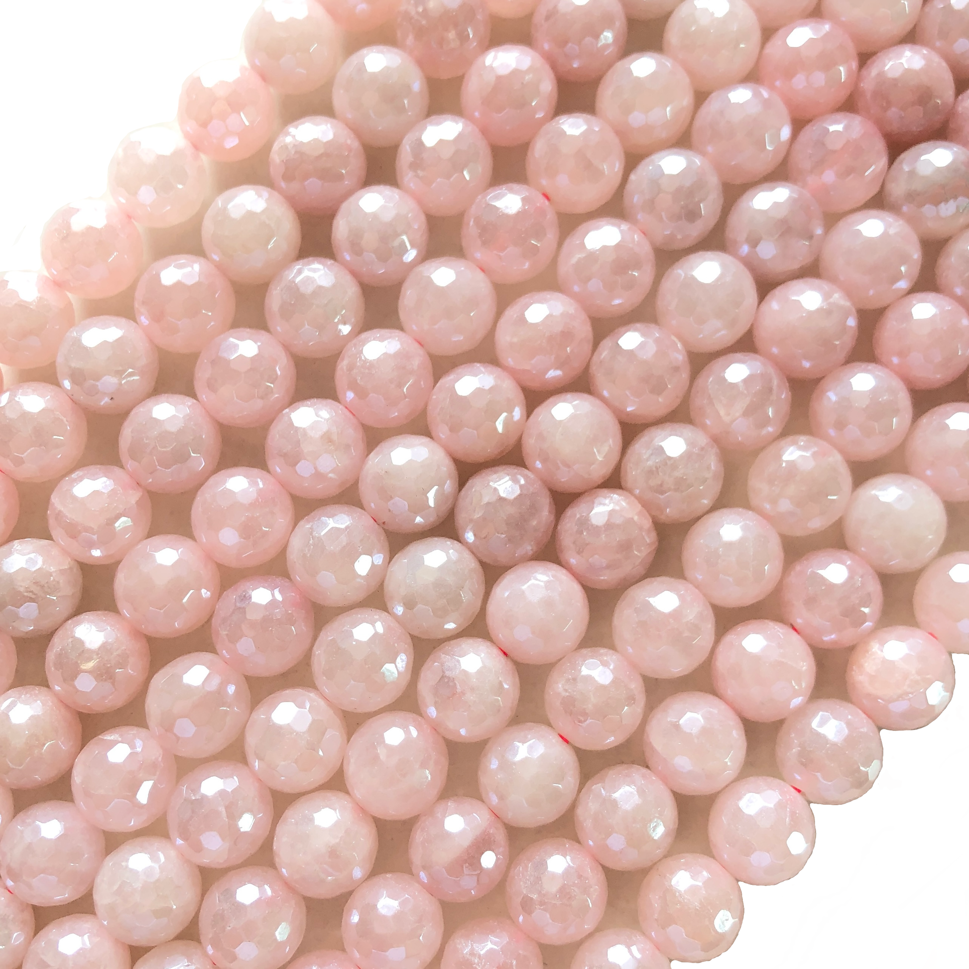 10, 12mm Electroplated Rose Quartz Stone Faceted Beads-Grade A Premium  Quality