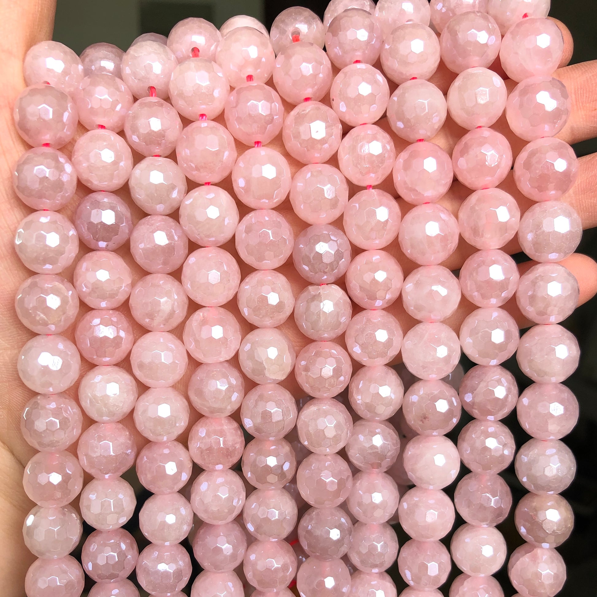 10, 12mm Electroplated Rose Quartz Stone Faceted Beads-Grade A Premium Quality Electroplated Beads 12mm Stone Beads New Beads Arrivals Premium Quality Agate Beads Charms Beads Beyond