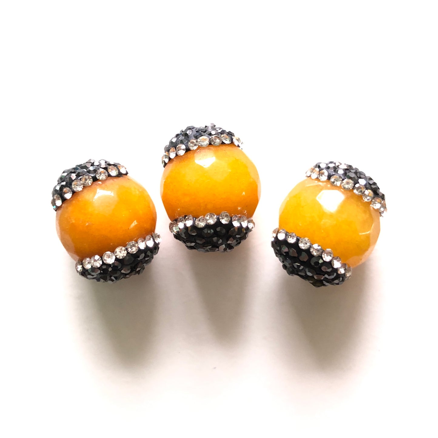 3pcs/lot 19*15mm Rhinestone Paved Faceted Agate Spacers Yellow Agate Spacers Focal Beads Charms Beads Beyond