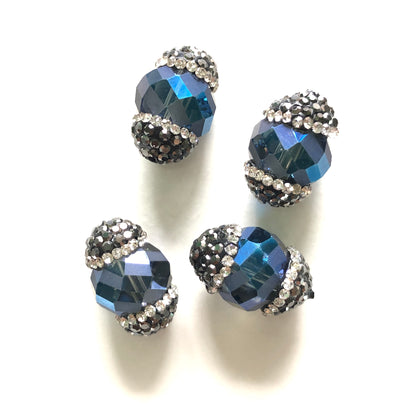 5pcs/lot 20*13mm Rhinestone Paved Faceted Crystal Spacers Blue Agate Spacers Focal Beads Charms Beads Beyond