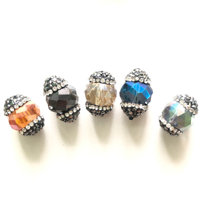 5pcs/lot 20*13mm Rhinestone Paved Faceted Crystal Spacers Agate Spacers Focal Beads Charms Beads Beyond