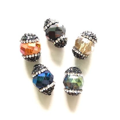 5pcs/lot 20*13mm Rhinestone Paved Faceted Crystal Spacers Agate Spacers Focal Beads Charms Beads Beyond