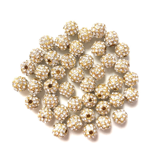 20-50pcs/lot 8mm Gold CZ Paved Alloy Ball Spacers Alloy Spacers & Wholesale Charms Beads Beyond
