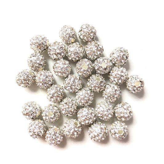 20-50pcs/lot 8mm Silver CZ Paved Alloy Ball Spacers Alloy Spacers & Wholesale Charms Beads Beyond