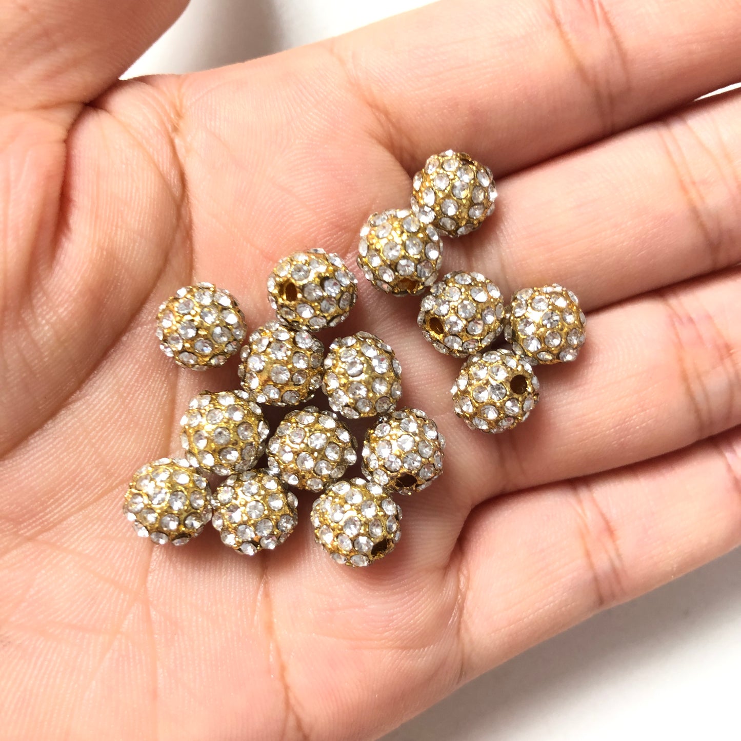 20-50pcs/lot 8mm Gold CZ Paved Alloy Ball Spacers Alloy Spacers & Wholesale Charms Beads Beyond