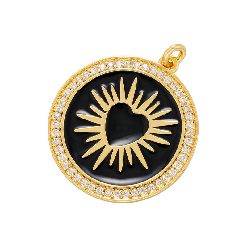 10pcs/lot 31*26mm Enamel Heart Round Charm for Bracelet & Necklace Making Black Enamel Charms Charms Beads Beyond