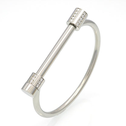5pcs/lot Stainless Steel Rhinestone Pave Bangle for Women Silver-5pcs Women Bracelets Charms Beads Beyond