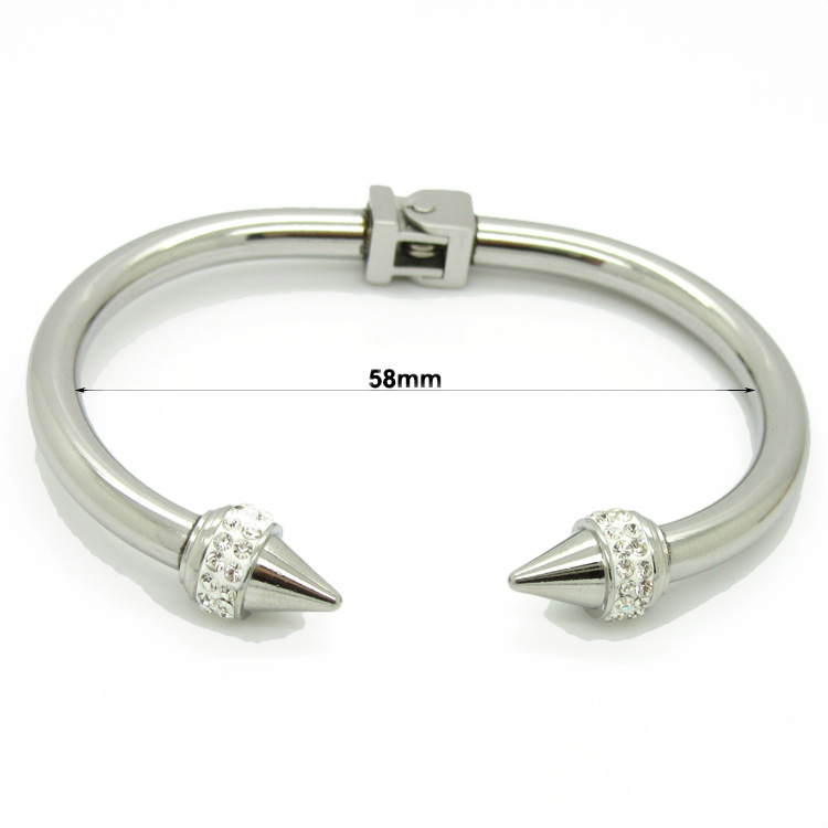 5pcs/lot Stainless Steel Rhinestone Pave Double Nail Bangle for Women Women Bracelets Charms Beads Beyond