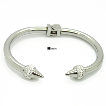5pcs/lot Stainless Steel Rhinestone Pave Double Nail Bangle for Women Women Bracelets Charms Beads Beyond