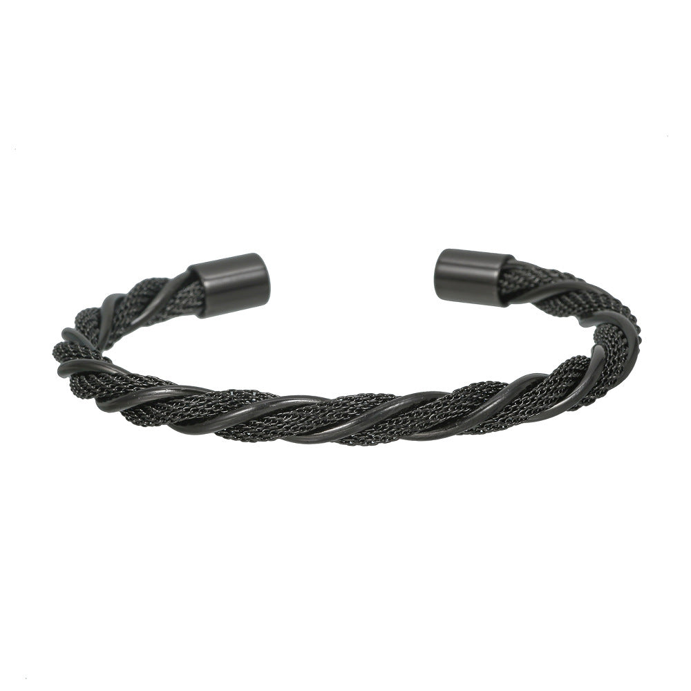 5pcs/lot Stainless Steel Twist Bangle for Women & Men Black-5pcs Women & Men Bracelets Charms Beads Beyond