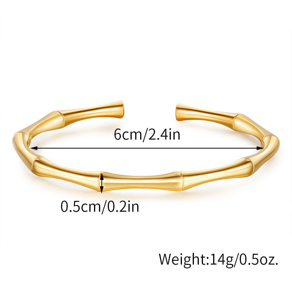 5pcs /lot Bamboo Style Stainless Steel Open Bangles for Women Women Bracelets Charms Beads Beyond