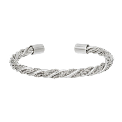5pcs/lot Stainless Steel Twist Bangle for Women & Men Silver-5pcs Women & Men Bracelets Charms Beads Beyond
