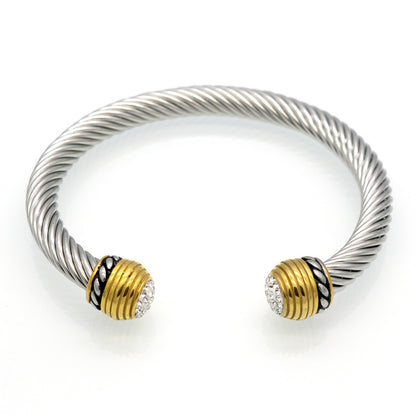 5pcs/lot Stainless Steel Rhinestone Pave Open Bangle for Women Women Bracelets Charms Beads Beyond