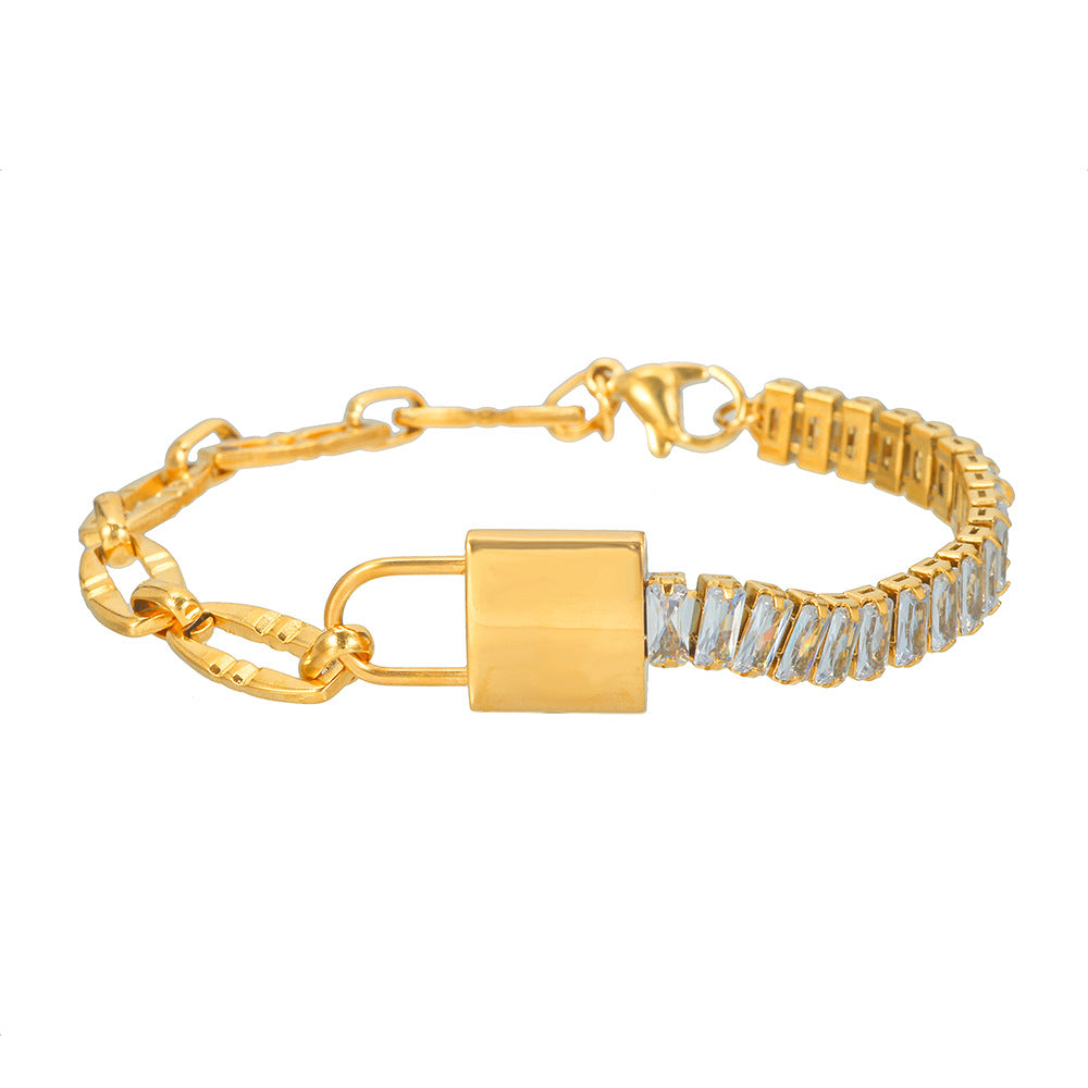 5pcs /lot Stainless Steel Multicolor CZ Lock Bracelets for Women Clear CZ Women Bracelets Charms Beads Beyond