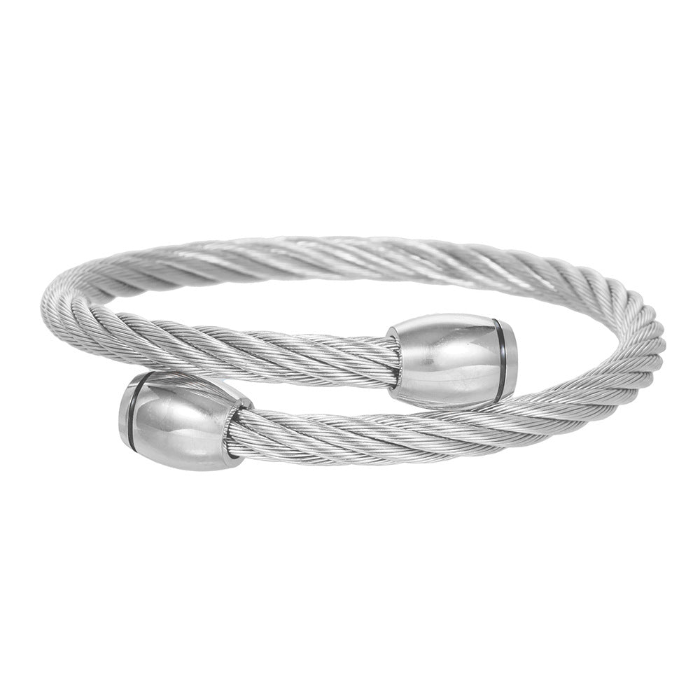 5pcs/lot Stainless Steel Adjustbale Bangle for Women & Men Silver-5pcs Women & Men Bracelets Charms Beads Beyond