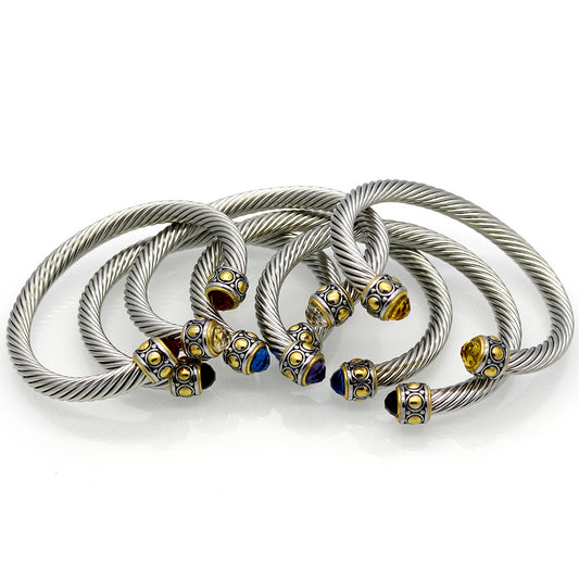 5pcs/lot Stainless Steel Colorful Diamond Open Bangle for Women Mix Colors-5pcs Women Bracelets Charms Beads Beyond