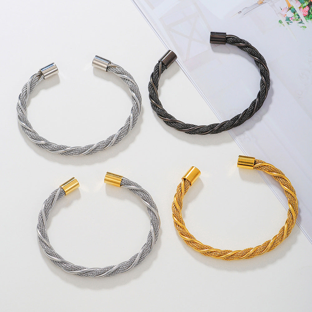 5pcs/lot Stainless Steel Twist Bangle for Women & Men Women & Men Bracelets Charms Beads Beyond