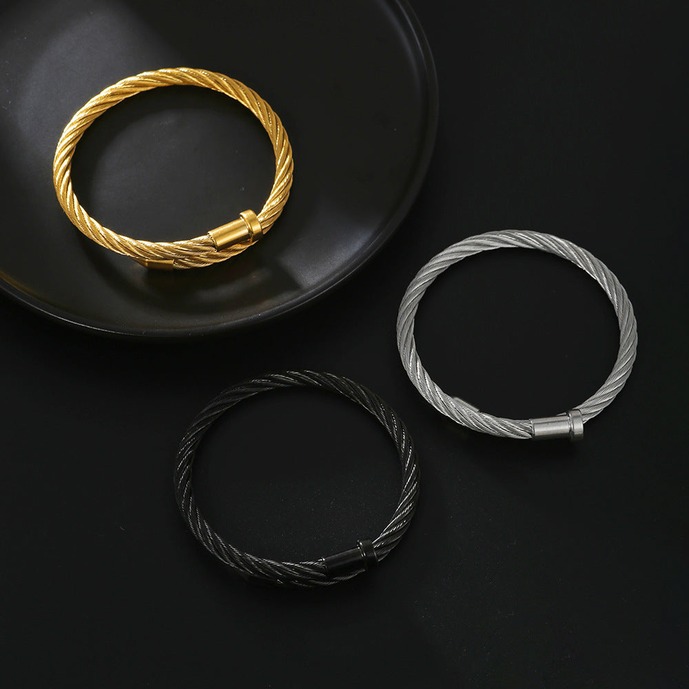 5pcs /lot Nail Style Stainless Steel Open Bangles for Men & Women Women & Men Bracelets Charms Beads Beyond