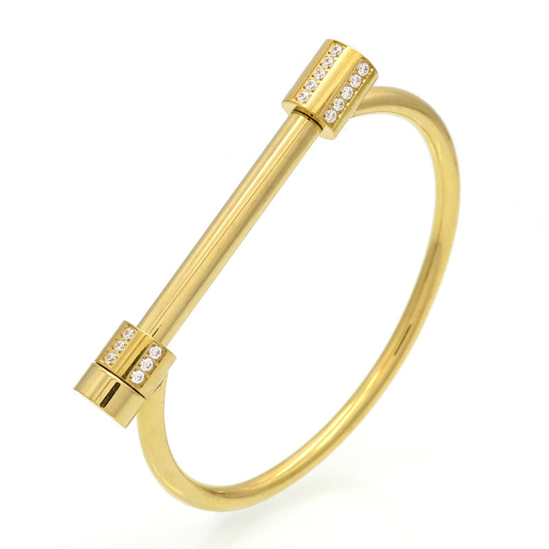 5pcs/lot Stainless Steel Rhinestone Pave Bangle for Women Gold-5pcs Women Bracelets Charms Beads Beyond