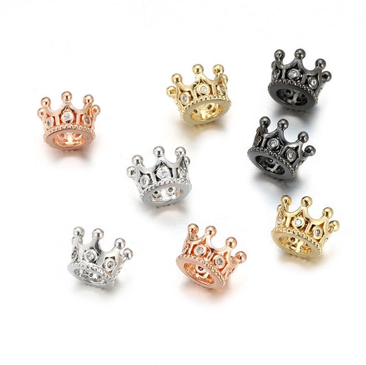 20pcs/lot 10*7mm CZ Paved Crown Spacers White Crystal-Mix Color CZ Paved Spacers Crown Beads Charms Beads Beyond