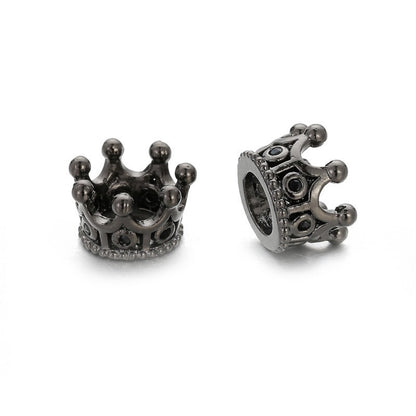 50pcs/lot 10*7mm CZ Paved Crown Spacers Black Crystal-Black Wholesale Charms Beads Beyond