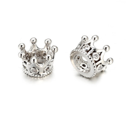 50pcs/lot 10*7mm CZ Paved Crown Spacers Clear Crystal-Silver Wholesale Charms Beads Beyond