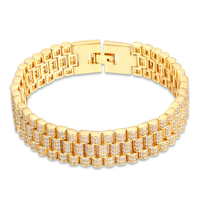 5pcs/lot 8inch CZ Pave Watch Band Link Chain Bracelet for Men & Women Style 1 Full with CZ 2 Gold Men Bracelets Charms Beads Beyond