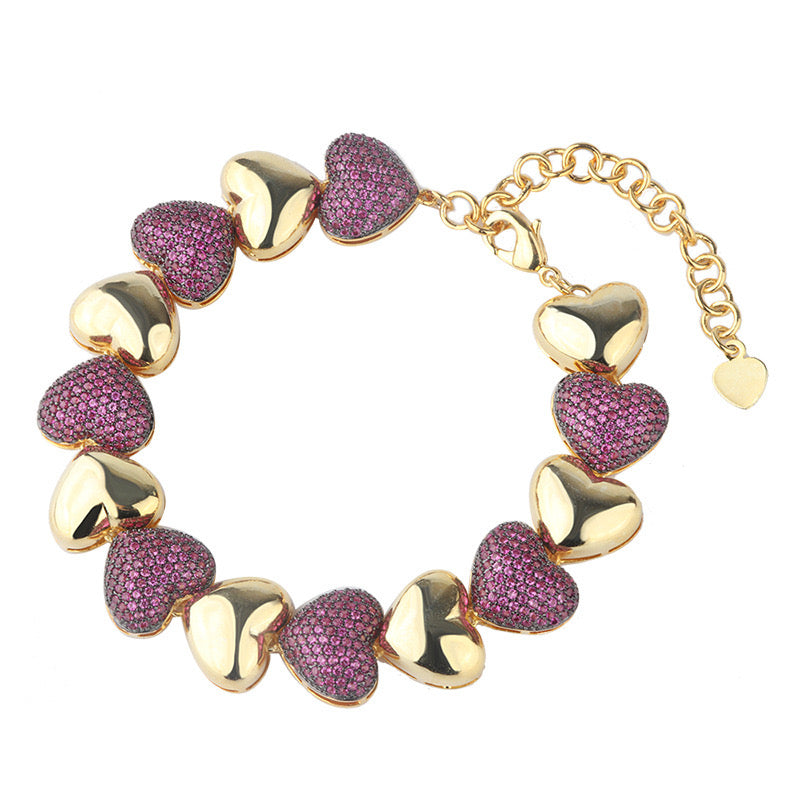 3pcs/lot Multicolor CZ Paved Small Heart Bracelet Women Bracelets Charms Beads Beyond