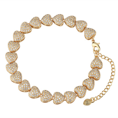 2pcs/lot CZ Paved Heart Bracelet Women Bracelets Charms Beads Beyond