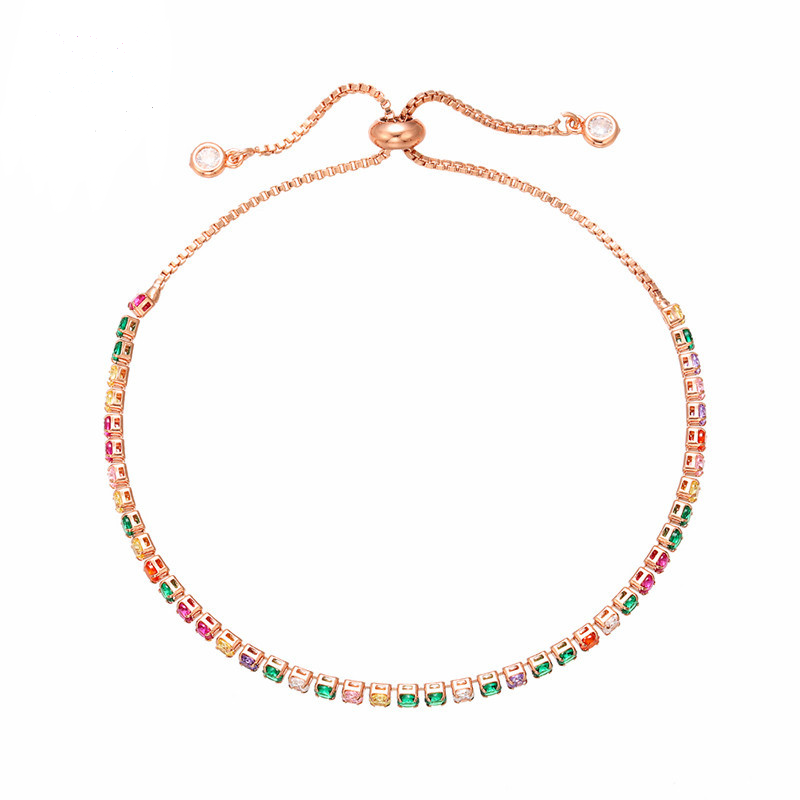 5pcs/lot 2.5mm Multicolor CZ Adjustable Bracelet Rose Gold Women Bracelets Charms Beads Beyond