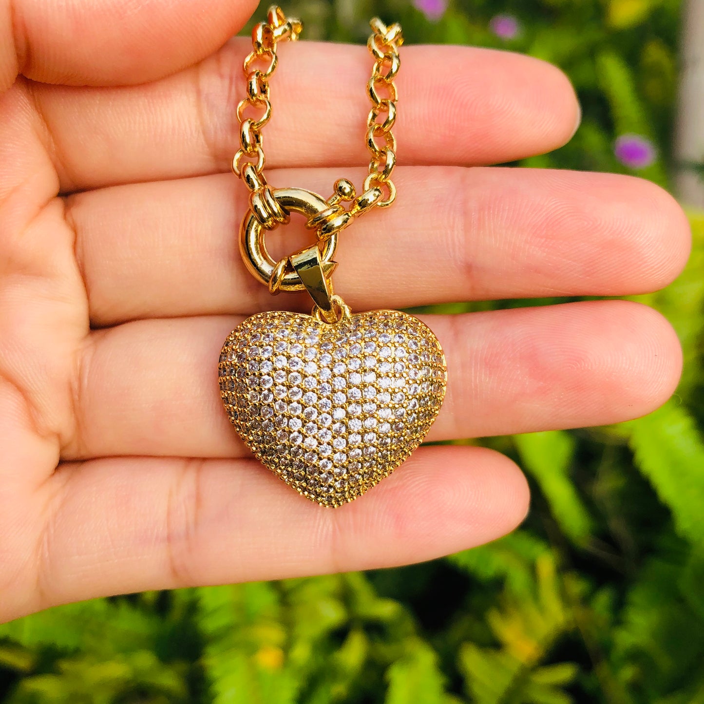 5pcs/lot Multicolor CZ Paved Heart Bracelet Gold Women Bracelets Charms Beads Beyond