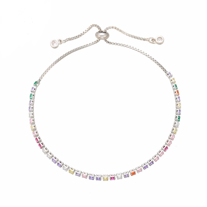 5pcs/lot 2.5mm Multicolor CZ Adjustable Bracelet Silver Women Bracelets Charms Beads Beyond
