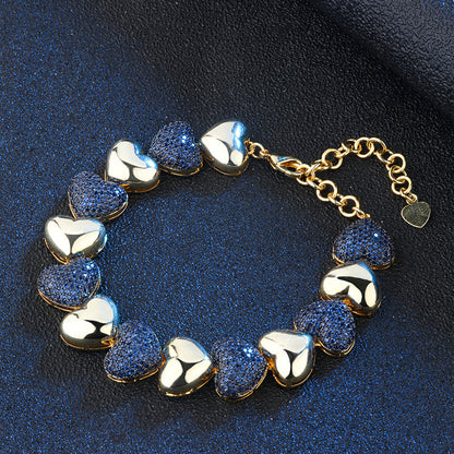 3pcs/lot Multicolor CZ Paved Small Heart Bracelet Blue Women Bracelets Charms Beads Beyond